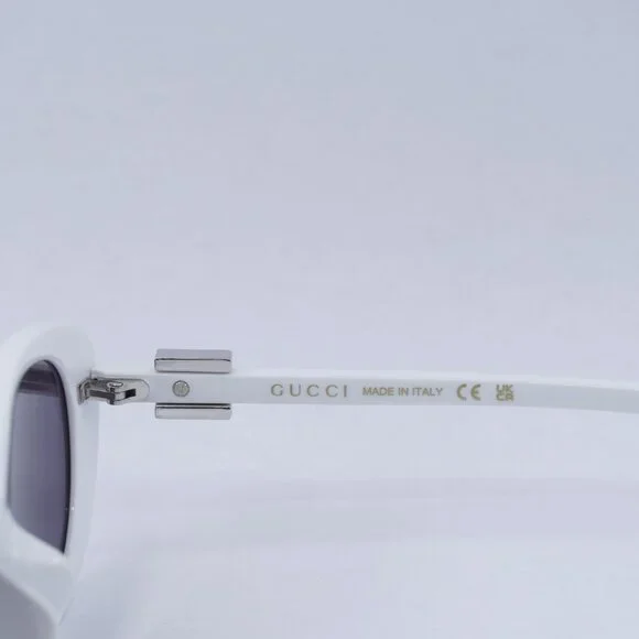 Gucci GG1684SA 006 Sunglasses White Oval Frame, Grey Lenses